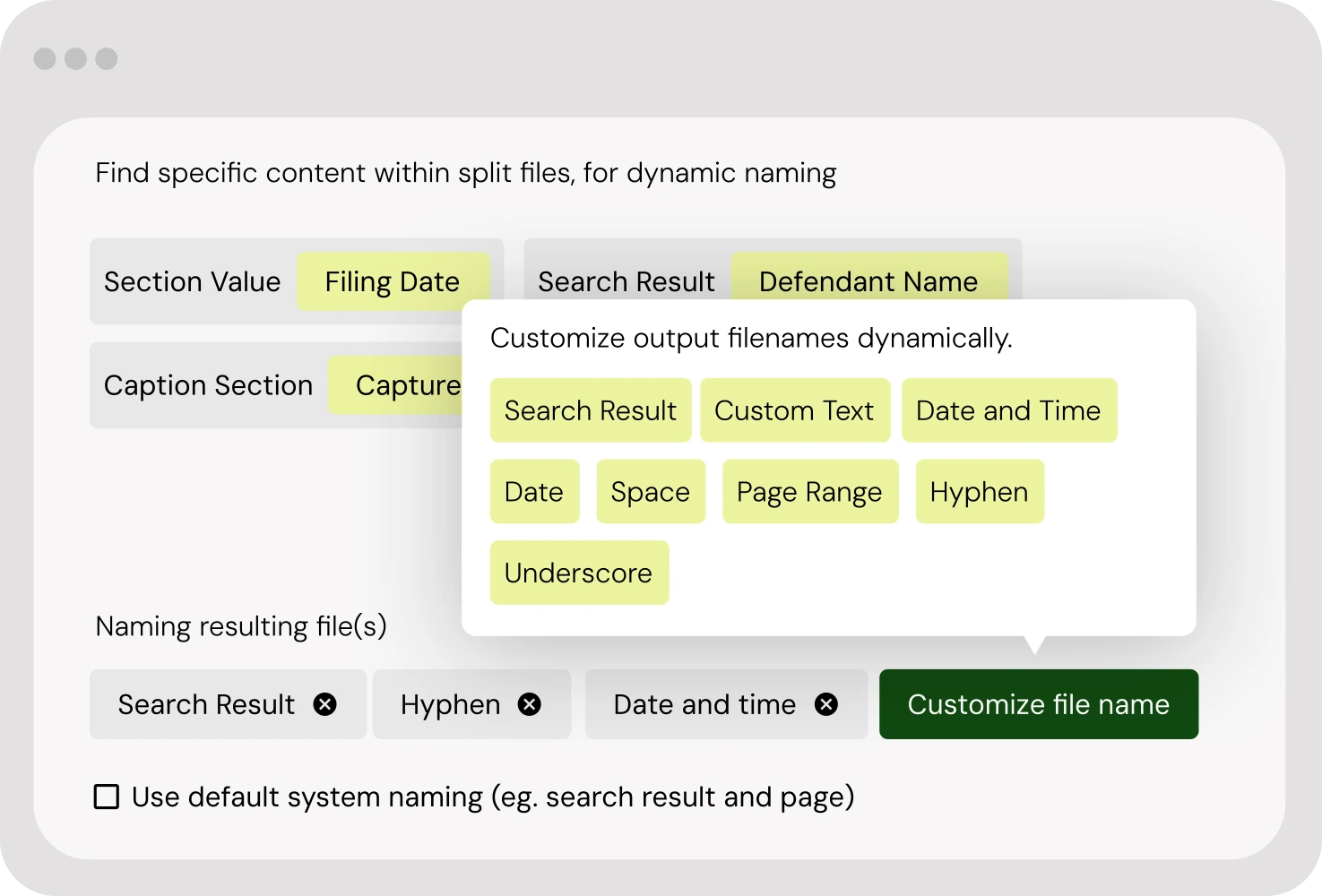 Flexible Naming Options